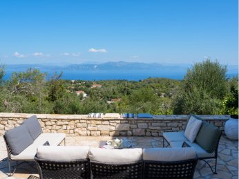 Villa Melpomeni garden with sea view in Paxos